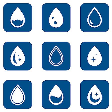set of blue icons with droplet with silhouette Stock Photo - Budget Royalty-Free & Subscription, Code: 400-08676684