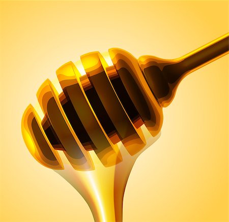 sermax55 (artist) - Honey stick vector close up illustration on yellow background Stock Photo - Budget Royalty-Free & Subscription, Code: 400-08676717