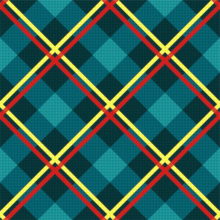 simsearch:400-07215658,k - Diagonal seamless vector fabric pattern mainly in turquoise hues with contrast red and yellow lines Stock Photo - Budget Royalty-Free & Subscription, Code: 400-08677894
