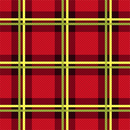simsearch:400-07215658,k - Rectangular seamless vector fabric pattern mainly in red color with green and yellow lines Stock Photo - Budget Royalty-Free & Subscription, Code: 400-08677904