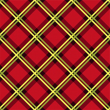 simsearch:400-07215658,k - Diagonal seamless vector fabric pattern mainly in red color with green and yellow lines Stock Photo - Budget Royalty-Free & Subscription, Code: 400-08677905