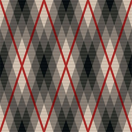 simsearch:400-07215658,k - Rhombic seamless vector fabric pattern in gray color with soft muted hues and with red lines Stock Photo - Budget Royalty-Free & Subscription, Code: 400-08677900