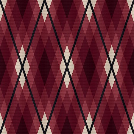 simsearch:400-07215658,k - Rhombic seamless vector fabric pattern mainly in marsala color with dark gray lines Stock Photo - Budget Royalty-Free & Subscription, Code: 400-08677903