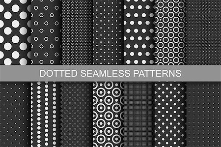 simsearch:400-08978166,k - Collection of seamless patterns with circles and dots. Black and white textures. Stock Photo - Budget Royalty-Free & Subscription, Code: 400-08678856