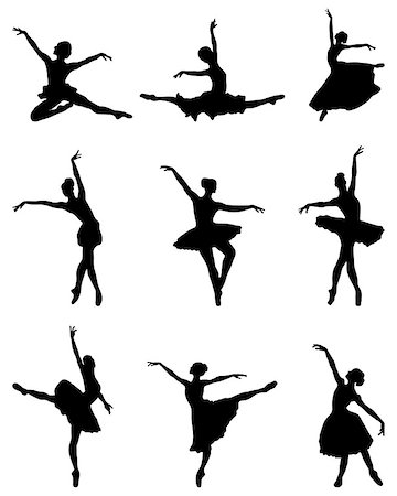 simsearch:400-04255721,k - Black silhouettes of ballerinas, vector Stock Photo - Budget Royalty-Free & Subscription, Code: 400-08679587