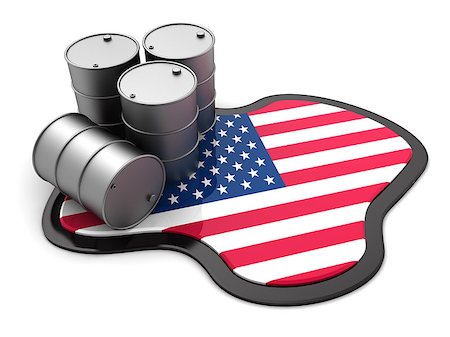 3d illustration of oil barrels and usa flag Stock Photo - Budget Royalty-Free & Subscription, Code: 400-08670796