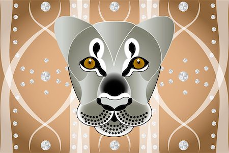 diamond head - Lions face on abstract graphic background with diamonds Stock Photo - Budget Royalty-Free & Subscription, Code: 400-08670826