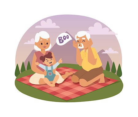 Old people family picnicking summer happy lifestyle park outdoors together, enjoying meadow vacation character vector. Family picnic vacation and summer family picnic. Happy family picnic outdoors. Stock Photo - Budget Royalty-Free & Subscription, Code: 400-08672136