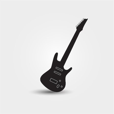 Silhouette of an electric bass guitar on white background Stock Photo - Budget Royalty-Free & Subscription, Code: 400-08672334