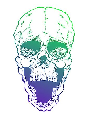 simsearch:400-04275576,k - Terrible frightening skull. Creepy illlustration for halloween Photographie de stock - Aubaine LD & Abonnement, Code: 400-08672444