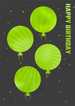 sur - dark happy birthday illustration with color ballons Stock Photo - Budget Royalty-Free & Subscription, Code: 400-08673021