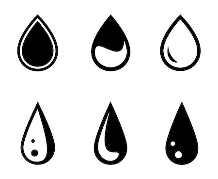 isolated black water drops set on white background Stock Photo - Budget Royalty-Free & Subscription, Code: 400-08673559