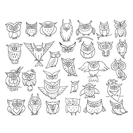 simsearch:400-07995476,k - Set of funny owl collection for your design. Vector illustration Stock Photo - Budget Royalty-Free & Subscription, Code: 400-08680080