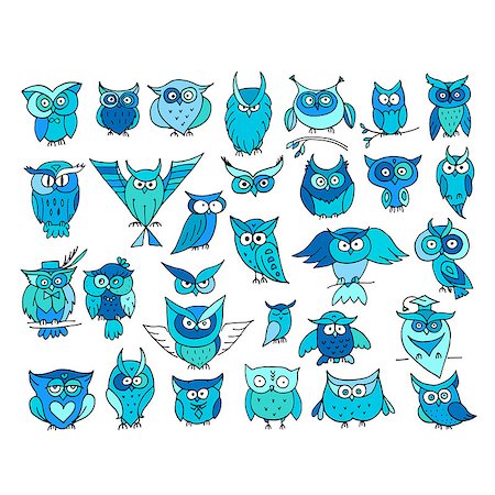 simsearch:400-07995476,k - Set of funny owl collection for your design. Vector illustration Stock Photo - Budget Royalty-Free & Subscription, Code: 400-08680081