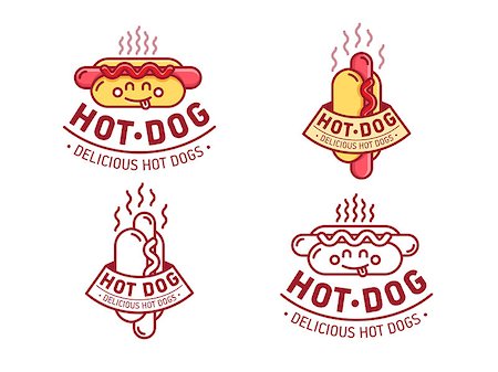 simsearch:400-04587885,k - Hot-dog fast food. Label, icon and logo for cafe. Vectot illustration Stock Photo - Budget Royalty-Free & Subscription, Code: 400-08680331