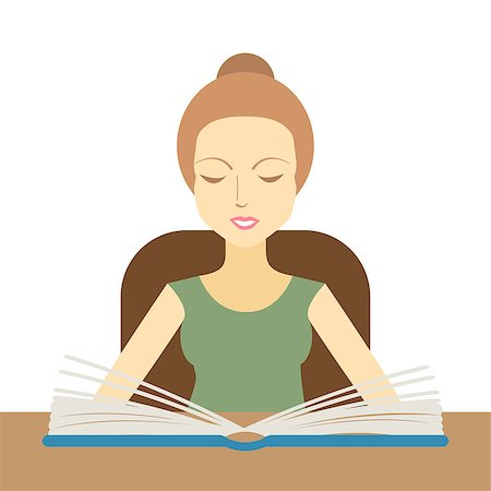 simsearch:400-04860880,k - Woman reading a book at the table. Vector illustration Stock Photo - Budget Royalty-Free & Subscription, Code: 400-08680678