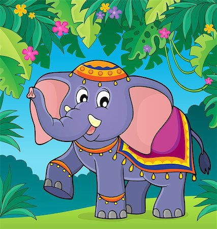 decorated asian elephants - Indian elephant theme image 2 - eps10 vector illustration. Stock Photo - Budget Royalty-Free & Subscription, Code: 400-08680824