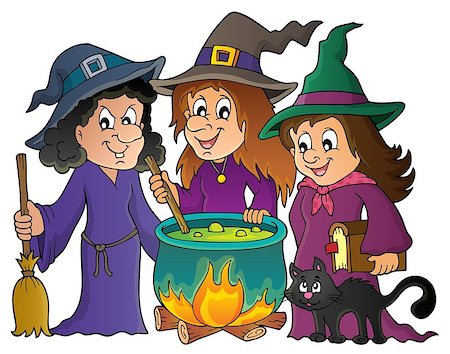 simsearch:400-05686860,k - Three witches theme image 1 - eps10 vector illustration. Stock Photo - Budget Royalty-Free & Subscription, Code: 400-08680831