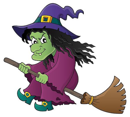 simsearch:400-05686860,k - Witch on broom theme image 1 - eps10 vector illustration. Stock Photo - Budget Royalty-Free & Subscription, Code: 400-08680846