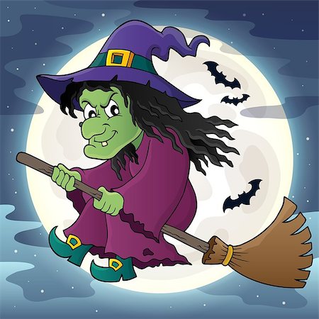 simsearch:400-05686860,k - Witch on broom theme image 2 - eps10 vector illustration. Stock Photo - Budget Royalty-Free & Subscription, Code: 400-08680847