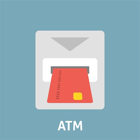 simsearch:400-05670020,k - Atm card slot icon flat. Inserting credit card Stock Photo - Budget Royalty-Free & Subscription, Code: 400-08681023