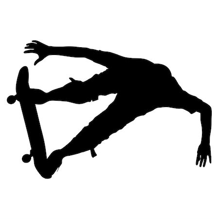 Silhouettes a skateboarder performs jumping. Vector illustration. Stock Photo - Budget Royalty-Free & Subscription, Code: 400-08681214