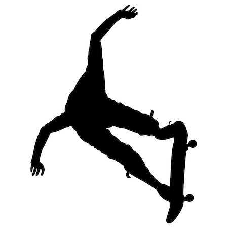 Silhouettes a skateboarder performs jumping. Vector illustration. Foto de stock - Super Valor sin royalties y Suscripción, Código: 400-08681215