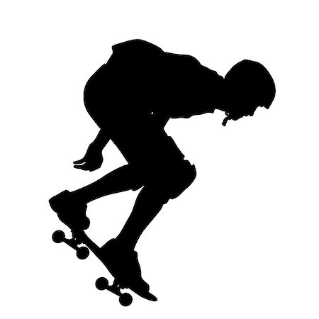Silhouettes a skateboarder performs jumping. Vector illustration. Foto de stock - Super Valor sin royalties y Suscripción, Código: 400-08681217