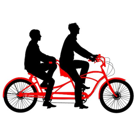 simsearch:400-08938779,k - Silhouette of two athletes on tandem bicycle. Vector illustration. Stock Photo - Budget Royalty-Free & Subscription, Code: 400-08681210