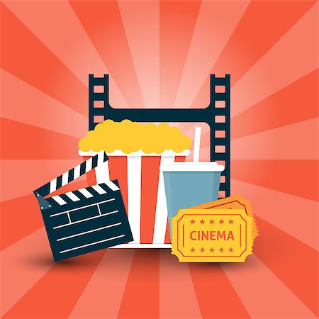 roll cinema tickets - Cinema concept poster with popcorn and soda background Stock Photo - Budget Royalty-Free & Subscription, Code: 400-08681569