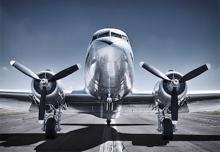 old airplane on a runway ready for take off Stock Photo - Budget Royalty-Free & Subscription, Code: 400-08695423