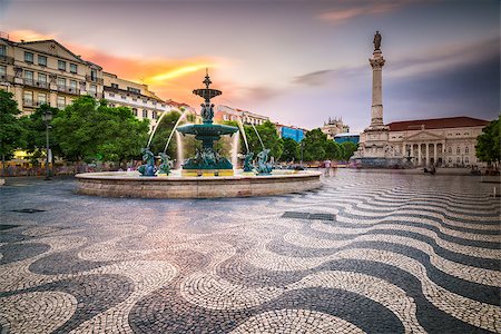 Lisbon, Portugal cityscape at Rossio Square. Stock Photo - Budget Royalty-Free & Subscription, Code: 400-08696440