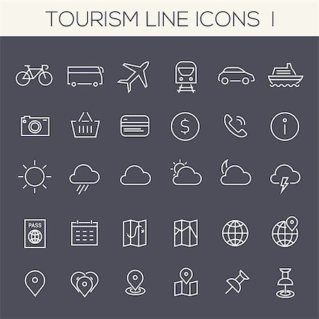 simsearch:400-07114343,k - Thin line tourism icons on colored squares, set 1 Stock Photo - Budget Royalty-Free & Subscription, Code: 400-08696959