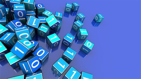3d illustration of binary cubes over blue background Stock Photo - Budget Royalty-Free & Subscription, Code: 400-08697017