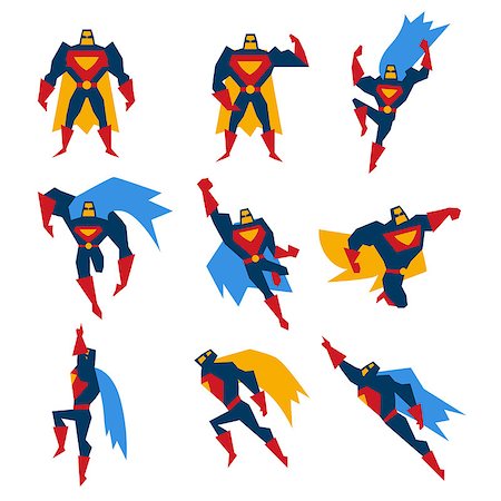 protector - Super hero in different poses, vector illustration set Stock Photo - Budget Royalty-Free & Subscription, Code: 400-08697692