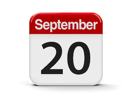 Calendar web button - The Twentieth of September, three-dimensional rendering, 3D illustration Stock Photo - Budget Royalty-Free & Subscription, Code: 400-08697924