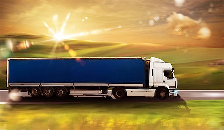 distribution truck - Transport truck on road with natural landscape Stock Photo - Budget Royalty-Free & Subscription, Code: 400-08705651