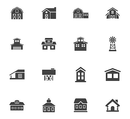 school city illustration - farm building icon set for web sites and user interface Stock Photo - Budget Royalty-Free & Subscription, Code: 400-08706558