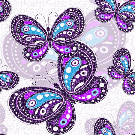 simsearch:400-05741762,k - Seamless vivid pattern with violet butterflies (vector, eps10) Stock Photo - Budget Royalty-Free & Subscription, Code: 400-08708233