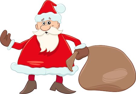 simsearch:400-08708552,k - Cartoon Illustration of Santa Claus with Sack of Gifts on Christmas Stock Photo - Budget Royalty-Free & Subscription, Code: 400-08708549