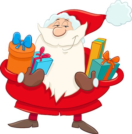 simsearch:400-08708552,k - Cartoon Illustration of Santa Claus with Christmas Presents Stock Photo - Budget Royalty-Free & Subscription, Code: 400-08708551