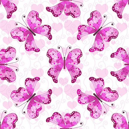 simsearch:400-05741762,k - Valentine seamless pattern with pink translucent hearts and butterflies (vector eps10) Stock Photo - Budget Royalty-Free & Subscription, Code: 400-08709006