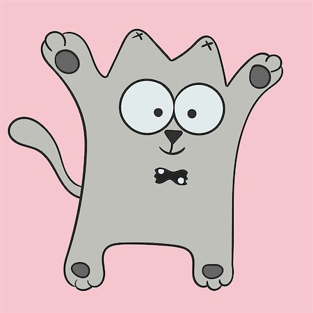 simsearch:400-08189024,k - funny cartoon cat character Hand drawn doodle vector illustration Photographie de stock - Aubaine LD & Abonnement, Code: 400-08709532