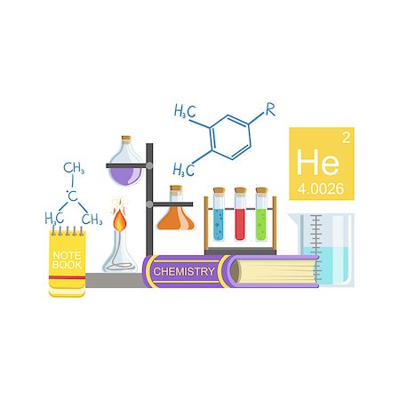 periodic table - Chemistry Class Related Objects Composition, Simple Childish Flat Colorful Illustration On White Background Photographie de stock - Aubaine LD & Abonnement, Code: 400-08710030