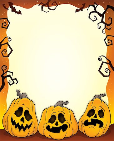 Outlined pumpkins Halloween frame 1 - eps10 vector illustration. Stock Photo - Budget Royalty-Free & Subscription, Code: 400-08710497