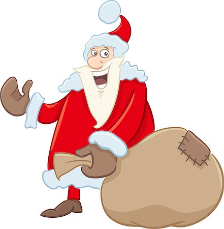 simsearch:400-08708552,k - Santa Claus with Sack of Gifts on Christmas Stock Photo - Budget Royalty-Free & Subscription, Code: 400-08710542