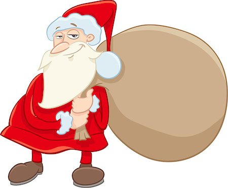 simsearch:400-08708552,k - Cartoon Illustration of Santa Claus with Sack of Presents on Christmas Stock Photo - Budget Royalty-Free & Subscription, Code: 400-08710552