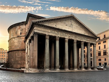 pantheon - Ancient Pantheon in Rome at cloudy sunrise, Italy Stock Photo - Budget Royalty-Free & Subscription, Code: 400-08711154
