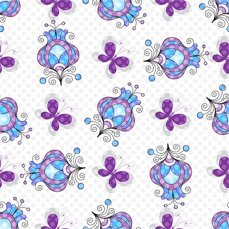 simsearch:400-05741762,k - Spring seamless floral pattern with colorful gradient flowers and translucent polka dots (vector EPS 10) Stock Photo - Budget Royalty-Free & Subscription, Code: 400-08711264