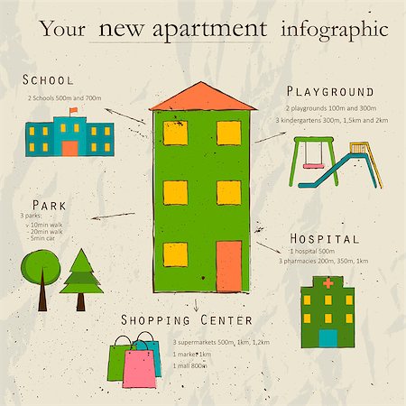 playground retro - Infographic with information about new apartment. Vector illustration EPS8 Stock Photo - Budget Royalty-Free & Subscription, Code: 400-08711333